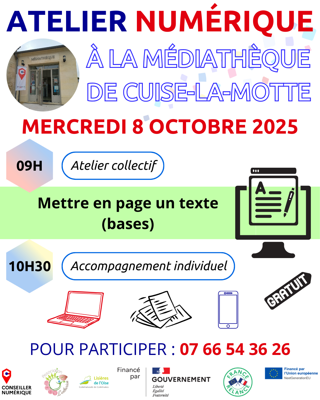 💻📱 Atelier numérique à Cuise-la-Motte