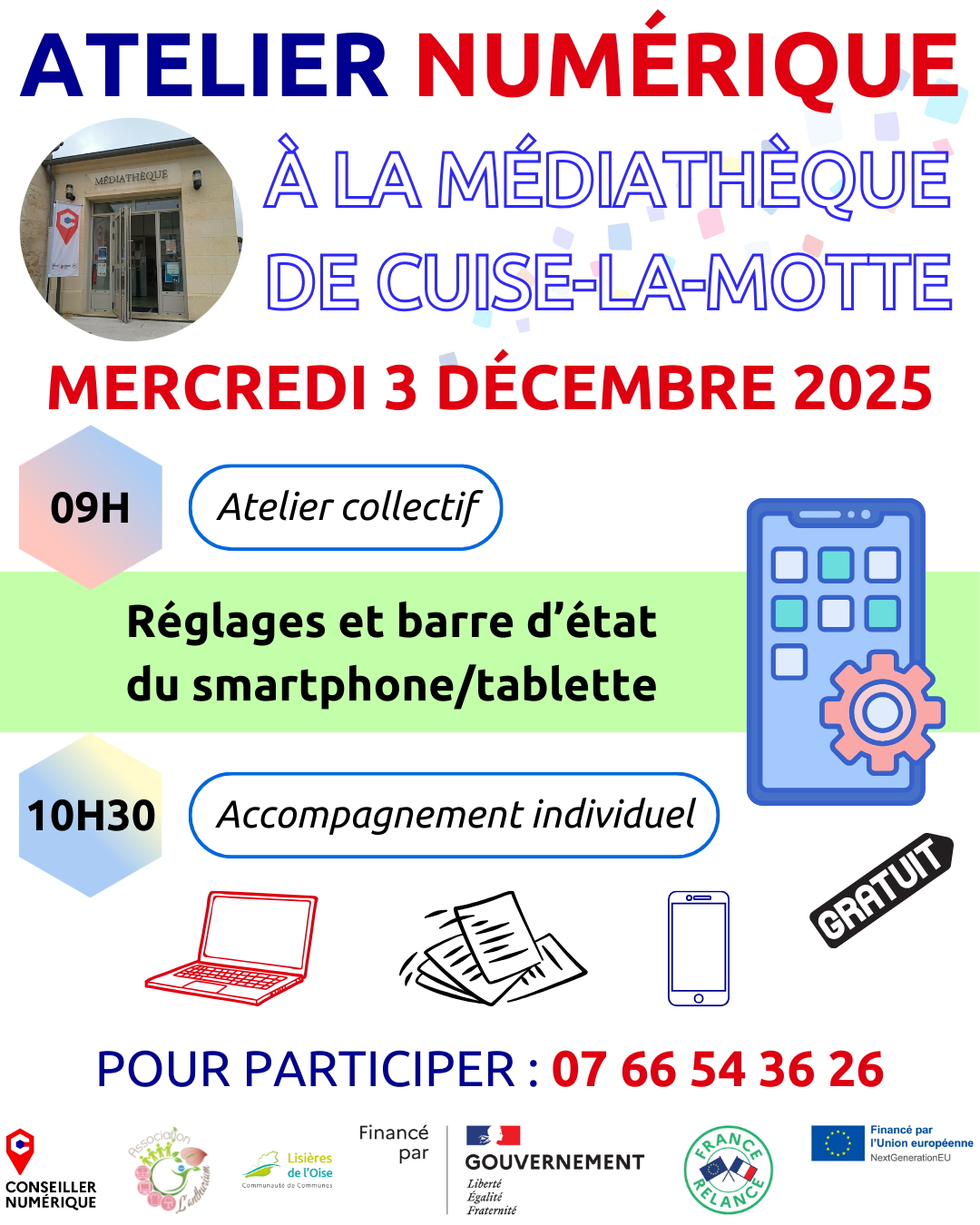 💻📱 Atelier numérique à Cuise-la-Motte