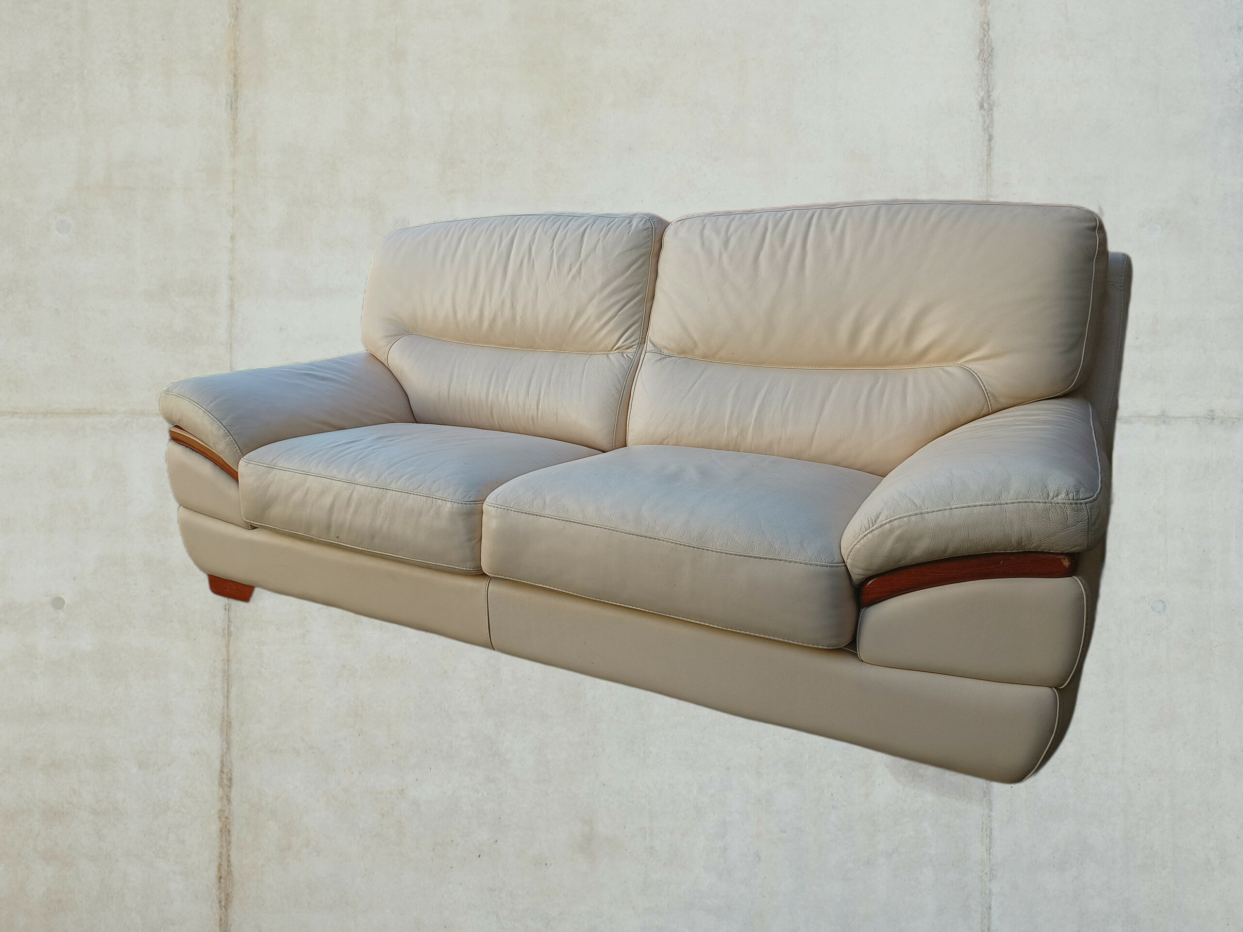 2 canapés beiges en cuir